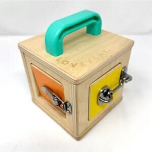 Lovevery Wooden Lockbox Toy – Montessori Fine Motor Toddler Activity